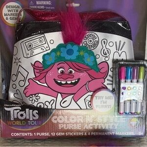 Dreamworka TROLLS World Tour Poppy Purse Color N Style your own project Craft